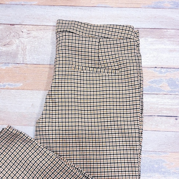 ZARA Beige and black houndstooth pattern narrow leg trousers - Picture 3 of 8